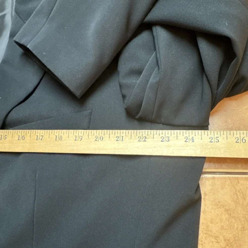 L.L. Bean Men Black Sport Coat Sz 46L Microfiber Suit Blazer Gold Buttons Jacket